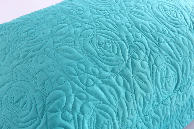 MarCielo 2-Piece Embroidered Pillow Shams, Decorative Microfiber Pillow Covers Set Standard Size Turquoise - Image 4